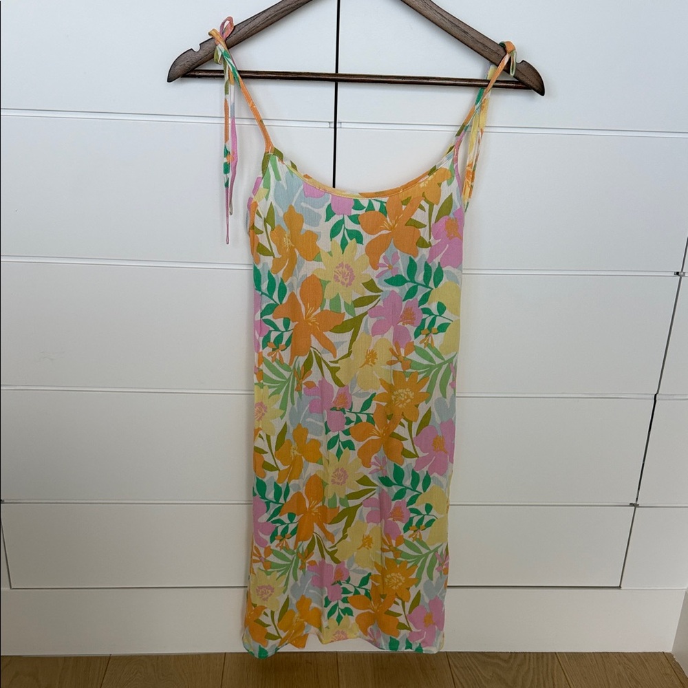 Billabong Floral Mini Dress in Yellow, Pink, Green